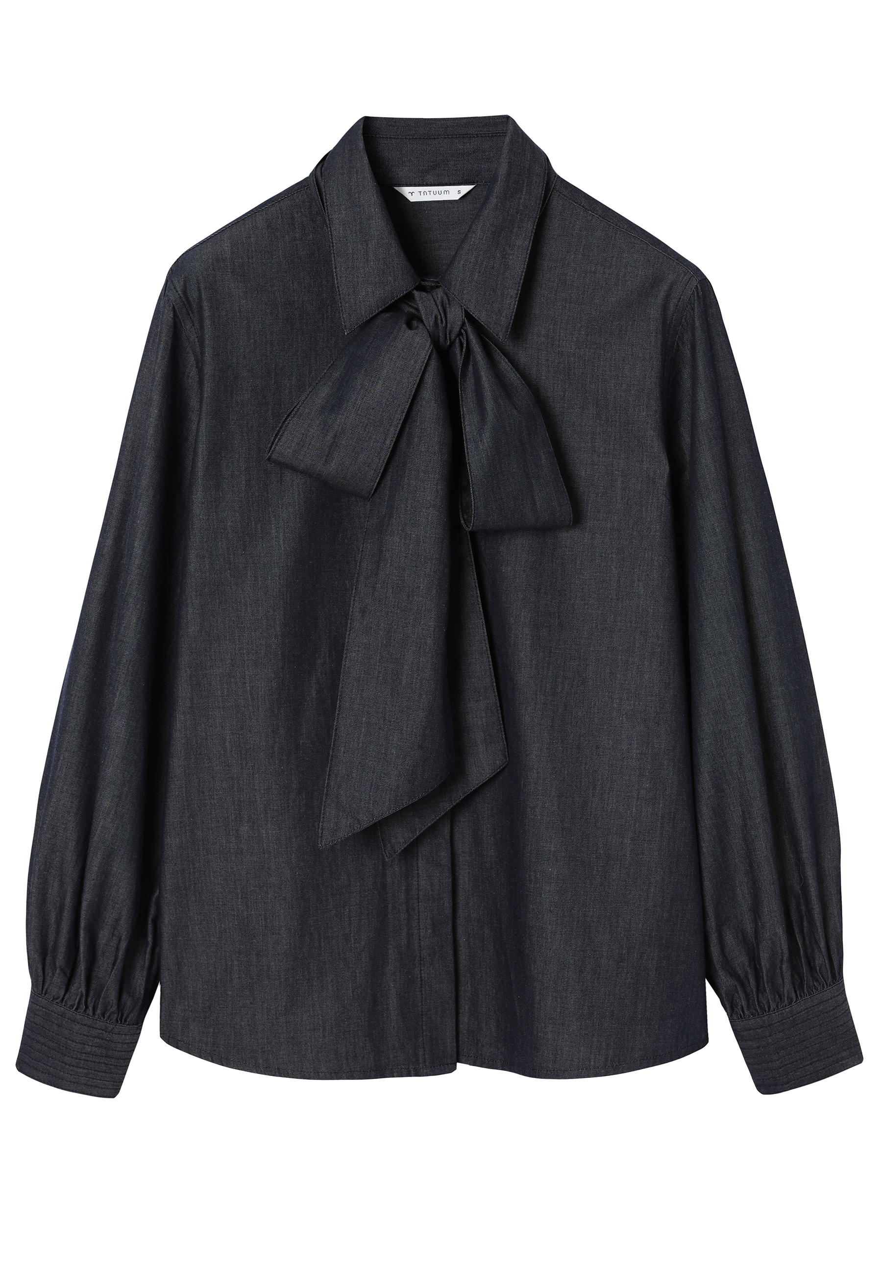 BAWEŁNIANA KOSZULA Z WIĄZANIEM - LILEN GRANATOWY 2