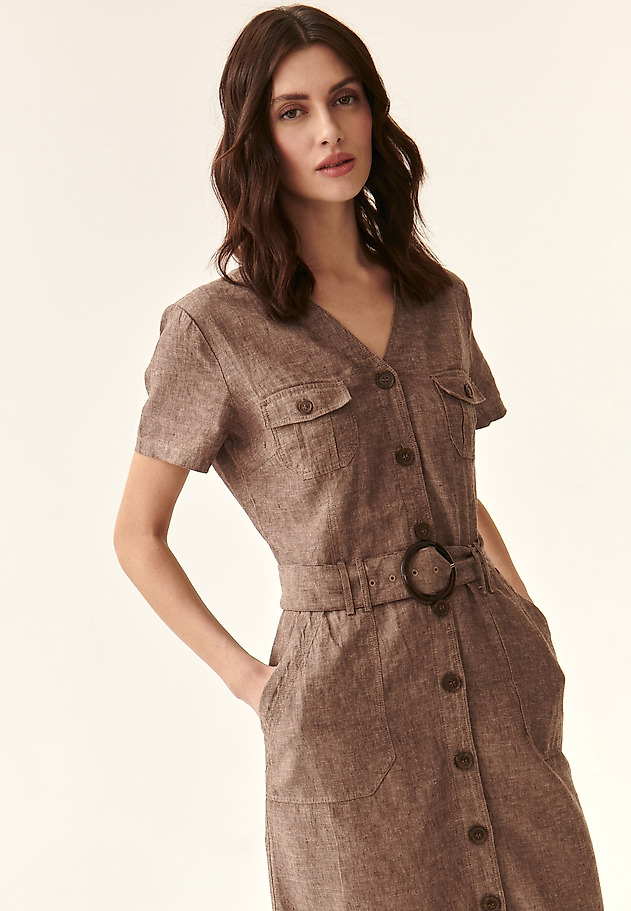 LADIES' LINEN DRESS SOFORIA 1 LADIES' LINEN DRESS SOFORIA 1 BROWN 6