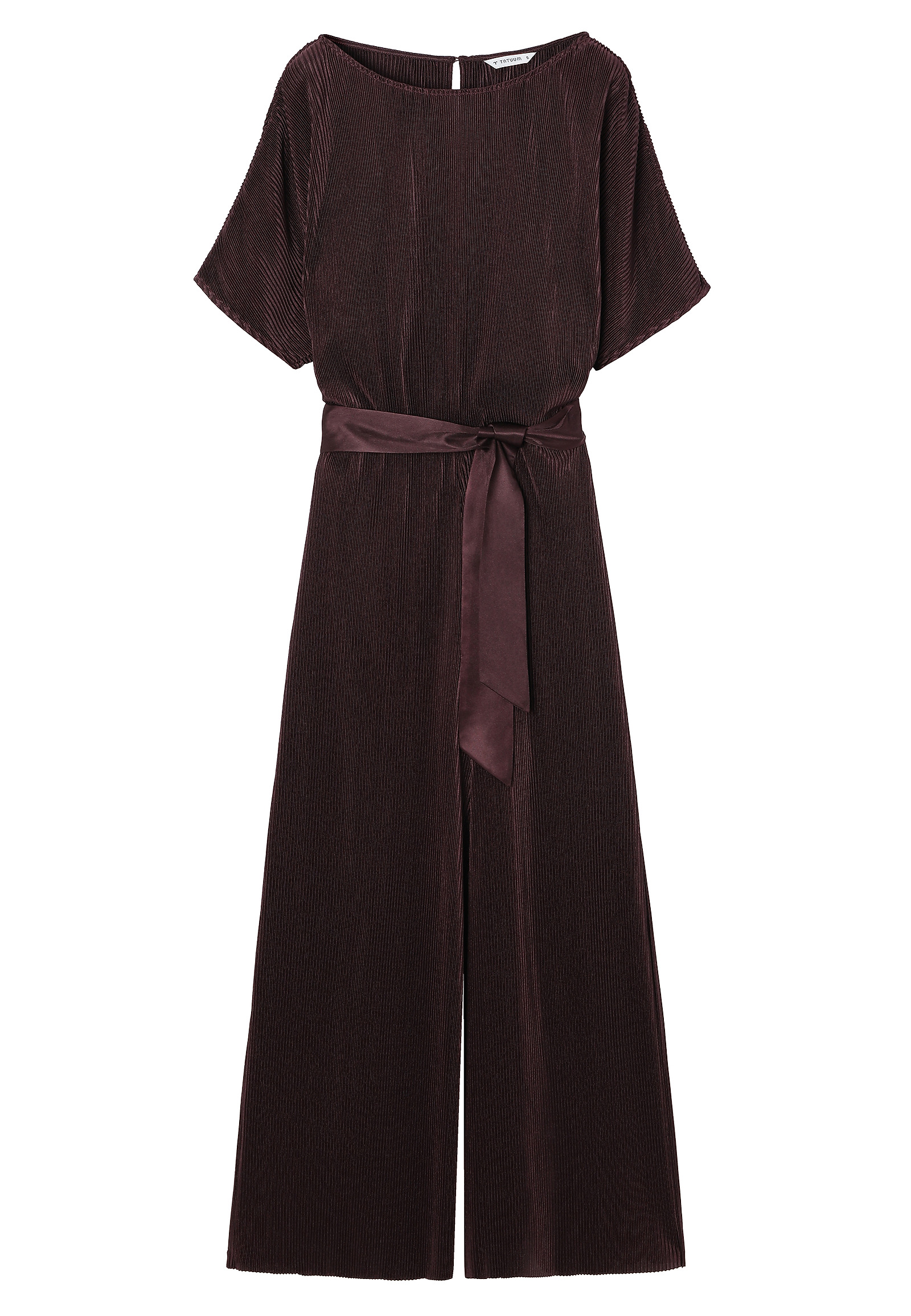 BORDOWY KOMBINEZON Z SZEROKĄ NOGAWKĄ - MILOUTI BORDOWY KOMBINEZON Z SZEROKĄ NOGAWKĄ - MILOUTI CZERWONY 116675