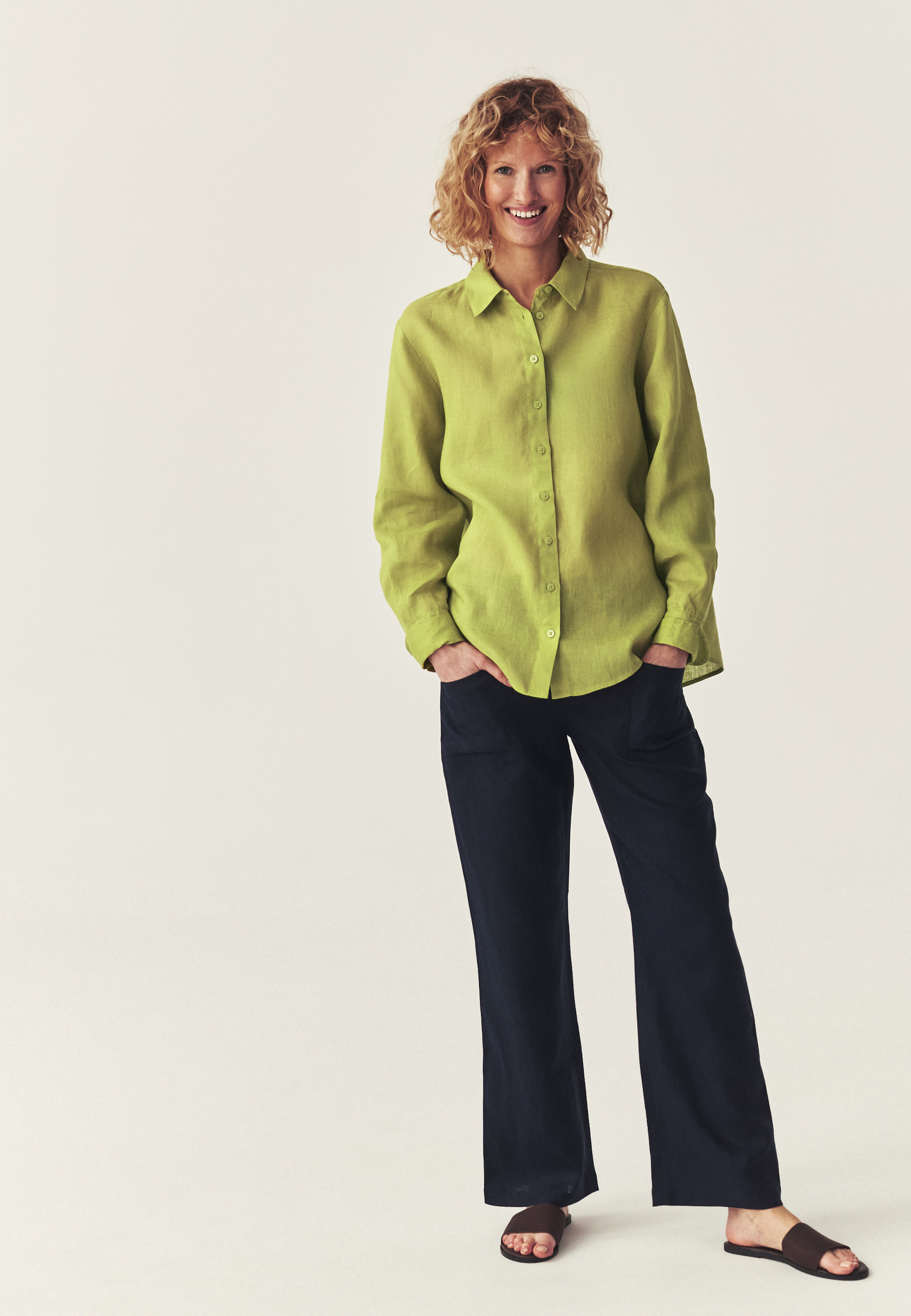 KLASYCZNA KOSZULA Z LNU - ELWI ZIELONY 2