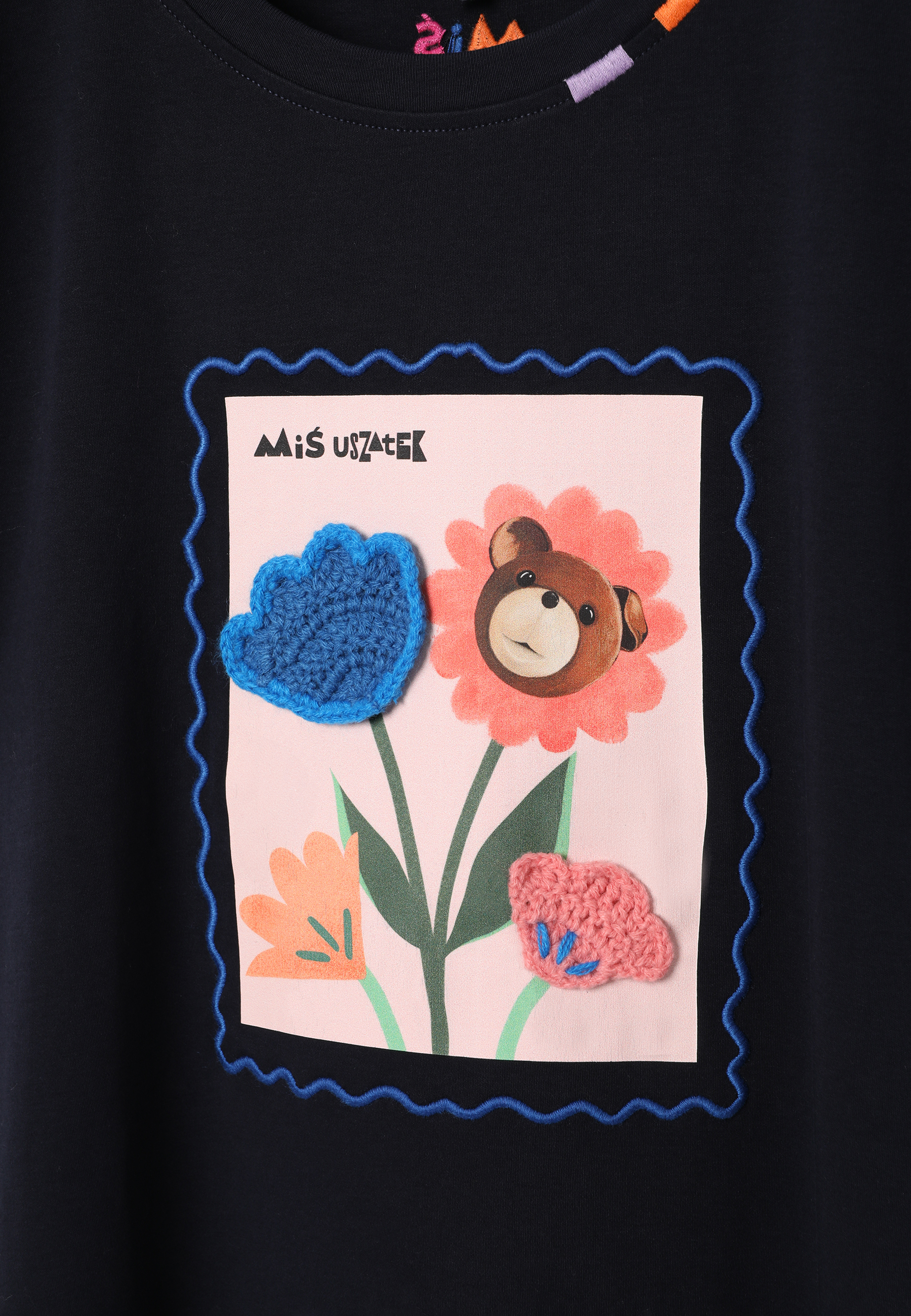 BAWEŁNIANY T-SHIRT Z AUTORSKIM NADRUKIEM - VILO 1 GRANATOWY 2