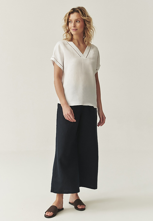 LOOSE BLOUSE WITH LINEN - SIRINA LOOSE BLOUSE WITH LINEN - SIRINA BIAŁY 4