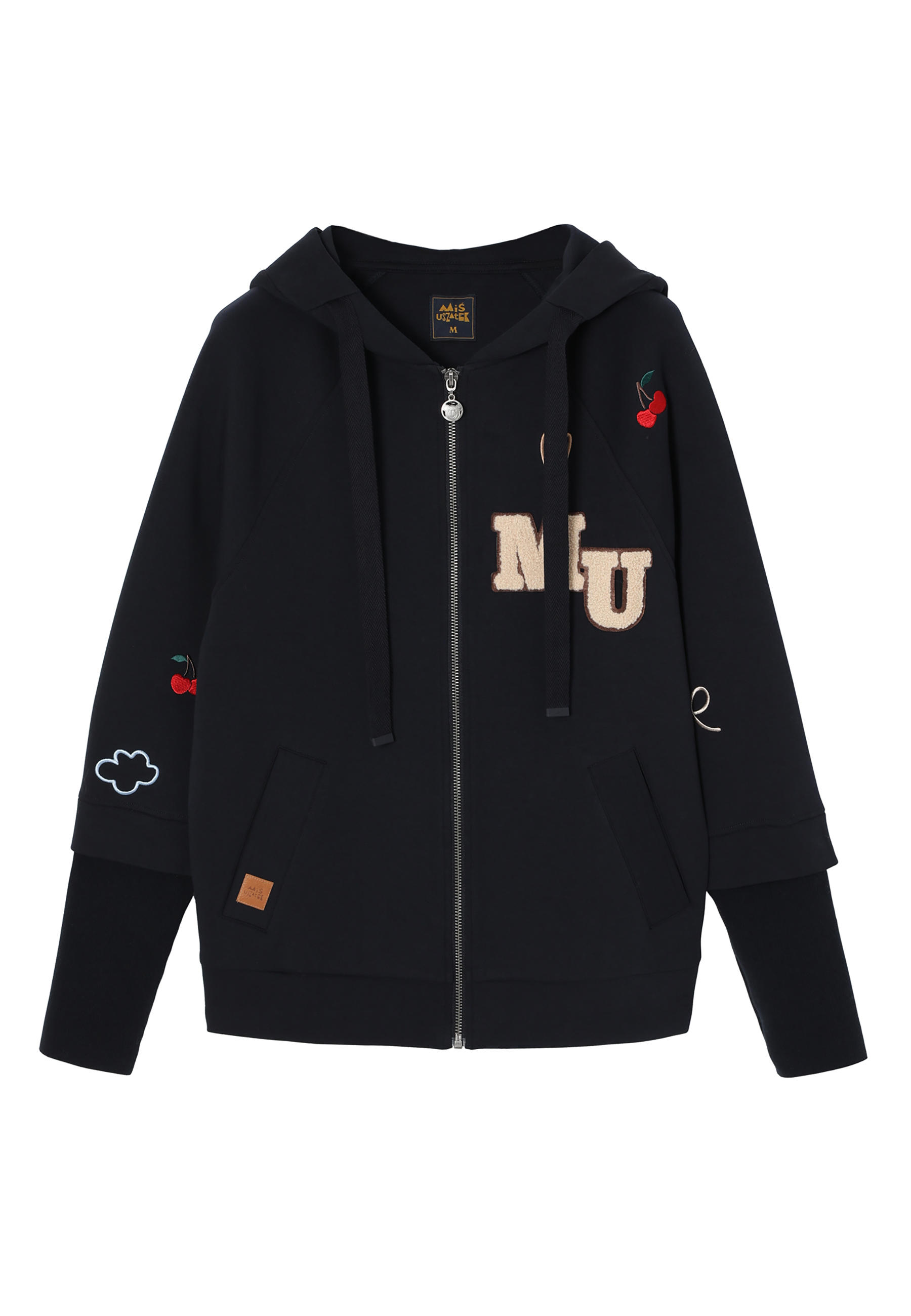 DÁMSKA ÚPLETOVÁ MIKINA NA ZIPS A S NÁŠIVKAMI A MOTÍVOM MACKA UŠKA – ENRIKA