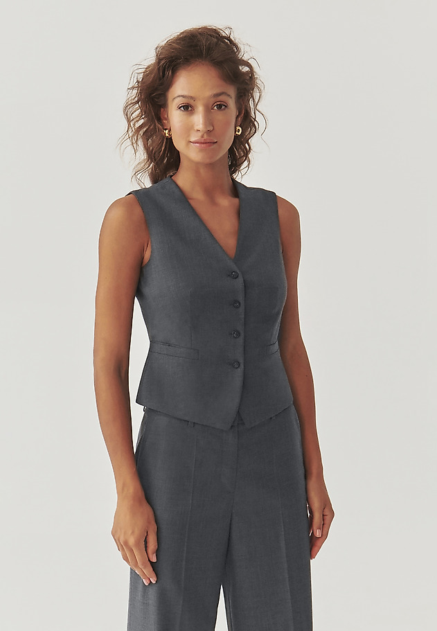 KLASYCZNA DAMSKA KAMIZELKA GARNITUROWA - RONITA 1 KLASYCZNA DAMSKA KAMIZELKA GARNITUROWA - RONITA 1 SZARY 1