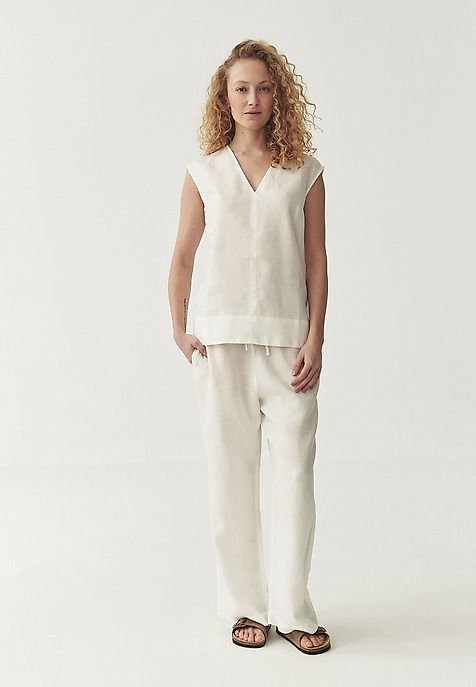 SLEEVELESS LINEN BLOUSE - LUIZA ECRU 2