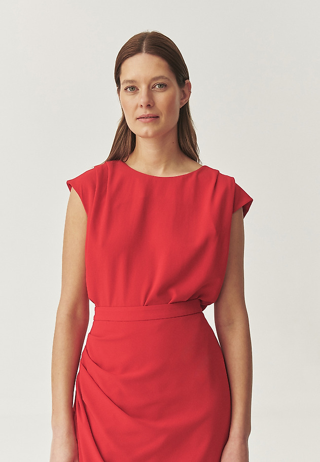 WOVEN BLOUSE WITH A CREASE — CALIMA WOVEN BLOUSE WITH A CREASE — CALIMA CZERWONY 1