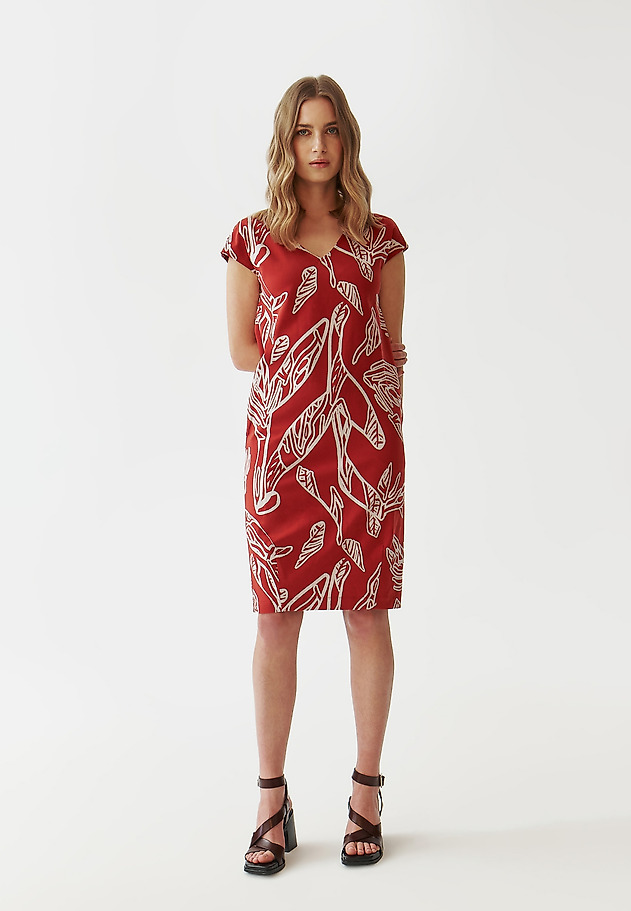 PATTERNED LADIES’ DRESS IN A BARREL SHAPE - KOKA PATTERNED LADIES’ DRESS IN A BARREL SHAPE - KOKA MULTIKOLOR 1