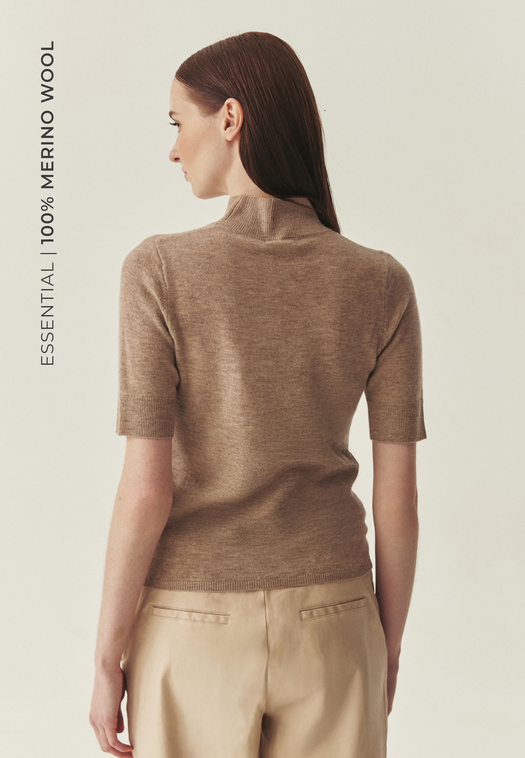 WEŁNIANY SWETER Z GOLFEM - LU BEŻOWY 2