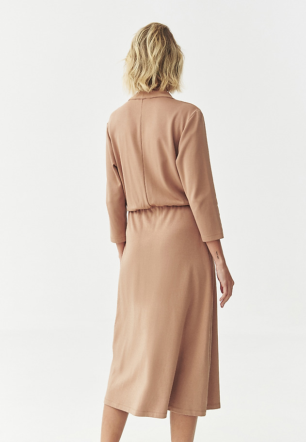 MIDI DRESS WITH ENVELOPE NECKLINE — FRILLA MIDI DRESS WITH ENVELOPE NECKLINE — FRILLA BEŻOWY 4