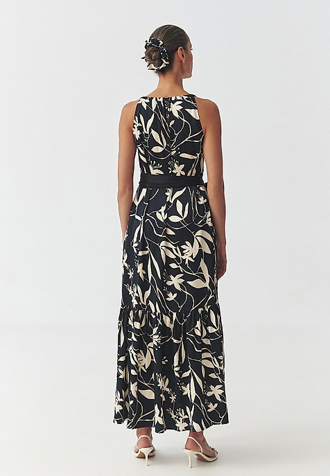 SATIN DRESS WITH HALTER NECKLINE — OROKONO MULTICOLOR 2