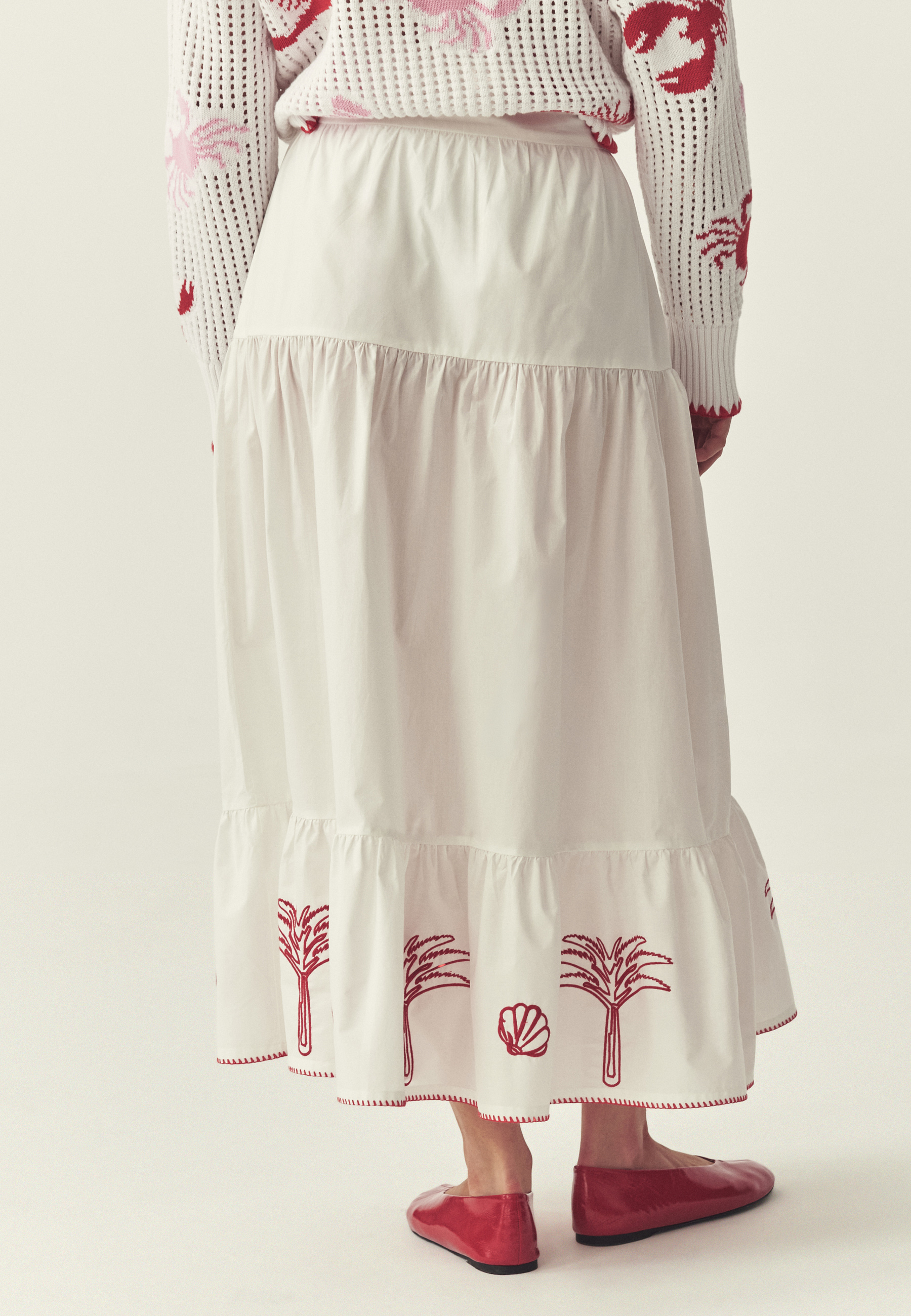 BAWEŁNIANA SPÓDNICA Z HAFTAMI - SISA ECRU 2