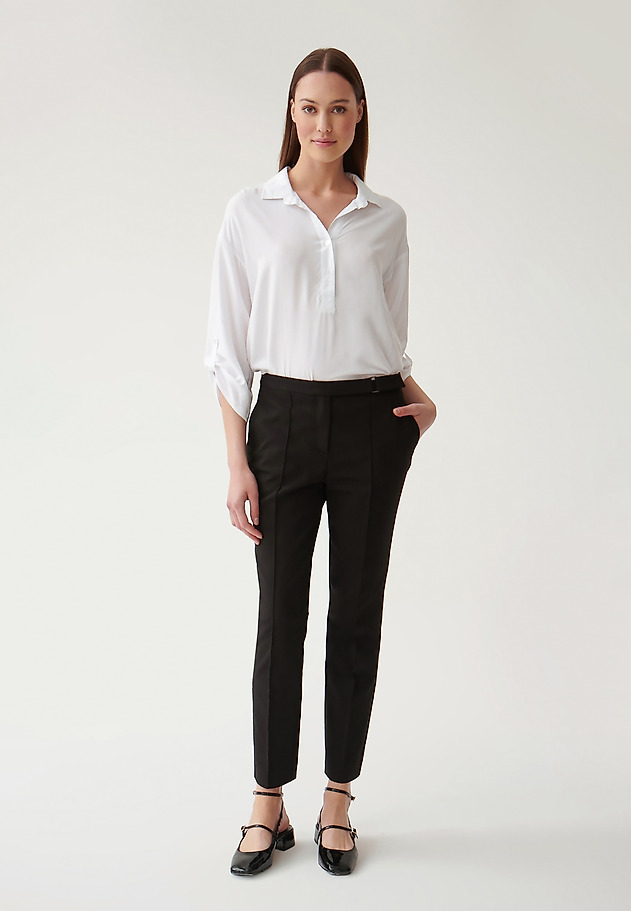 LADIES' FABRIC TROUSERS IN A HERRINGBONE PATTERN JAKINA LADIES' FABRIC TROUSERS IN A HERRINGBONE PATTERN JAKINA BLACK 1