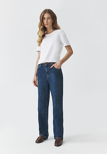 DENIMOWE SPODNIE DAMSKIE Z PROSTĄ NOGAWKĄ — RISONO DENIMOWE SPODNIE DAMSKIE Z PROSTĄ NOGAWKĄ — RISONO