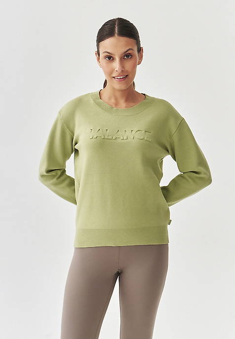 LADIES' SWEATER WITH A ROUND NECKLINE - BALAMI GREEN 2