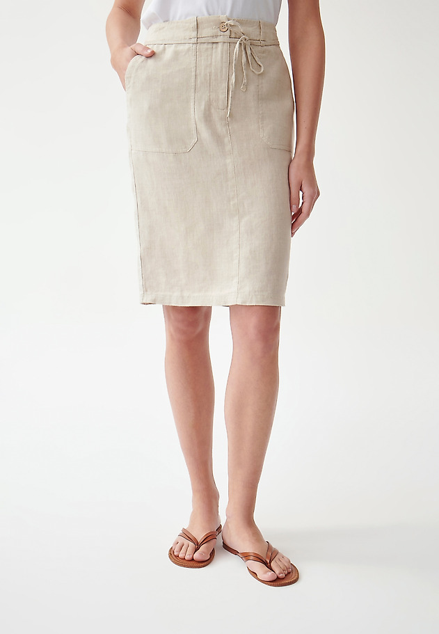 LADIES' LINEN PENCIL SKIRT SZAMI LADIES' LINEN PENCIL SKIRT SZAMI BEŻOWY 2