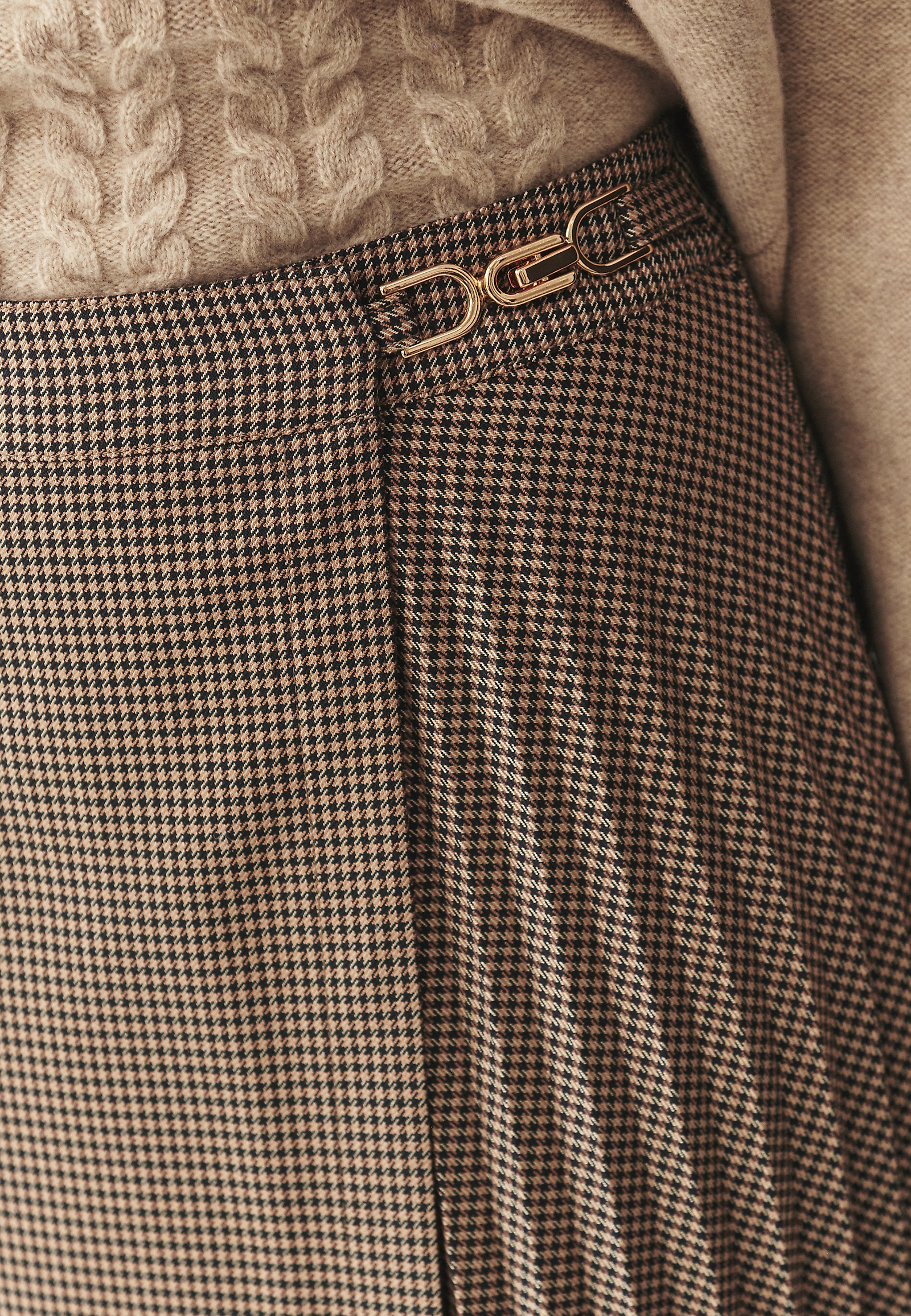 PLEATED HOUNDSTOOTH SKIRT - PLISONA 1 PLEATED HOUNDSTOOTH SKIRT - PLISONA 1 BEIGE 117562
