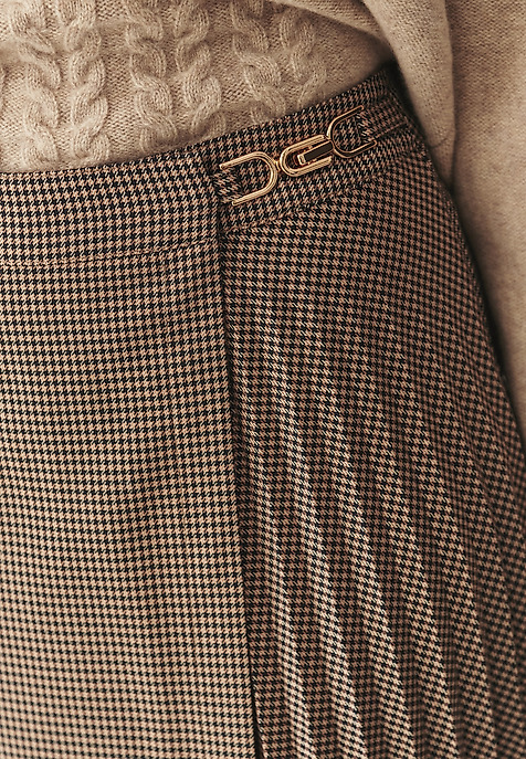 PLEATED HOUNDSTOOTH SKIRT - PLISONA 1 BEIGE 2