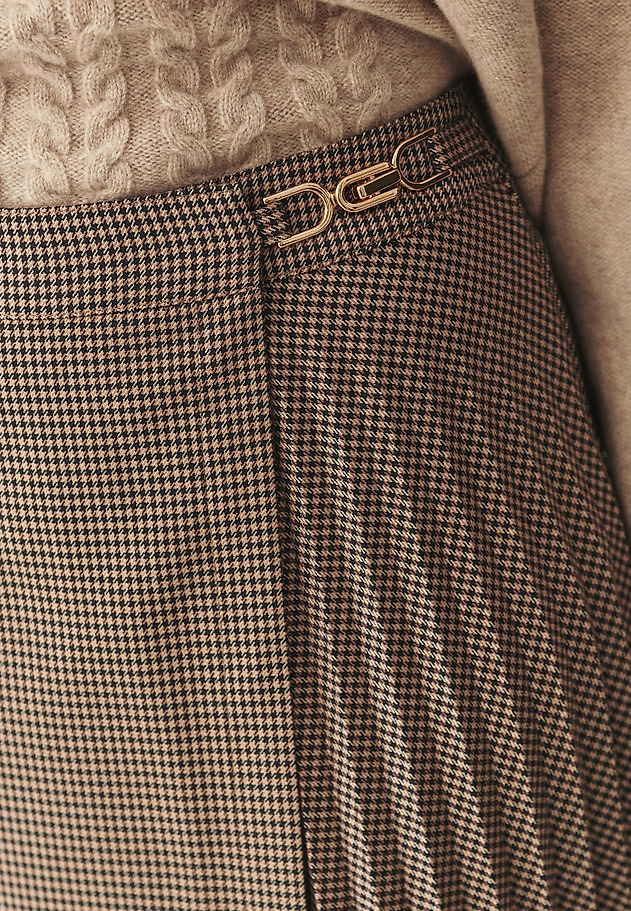 PLEATED HOUNDSTOOTH SKIRT - PLISONA 1 PLEATED HOUNDSTOOTH SKIRT - PLISONA 1 BEIGE 5