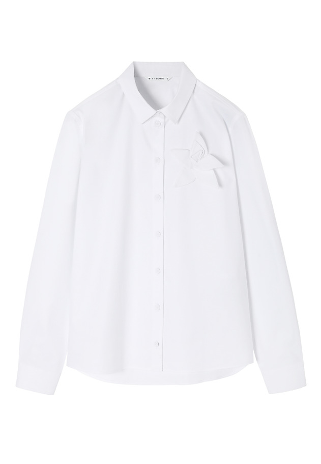 COTTON SHIRT WITH SPATIAL FLOWER — SUSAN COTTON SHIRT WITH SPATIAL FLOWER — SUSAN BIAŁY 10