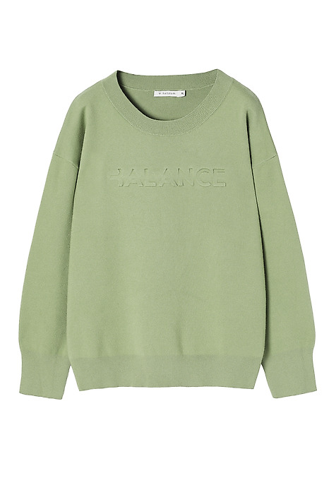 LADIES' SWEATER WITH A ROUND NECKLINE - BALAMI GREEN 2
