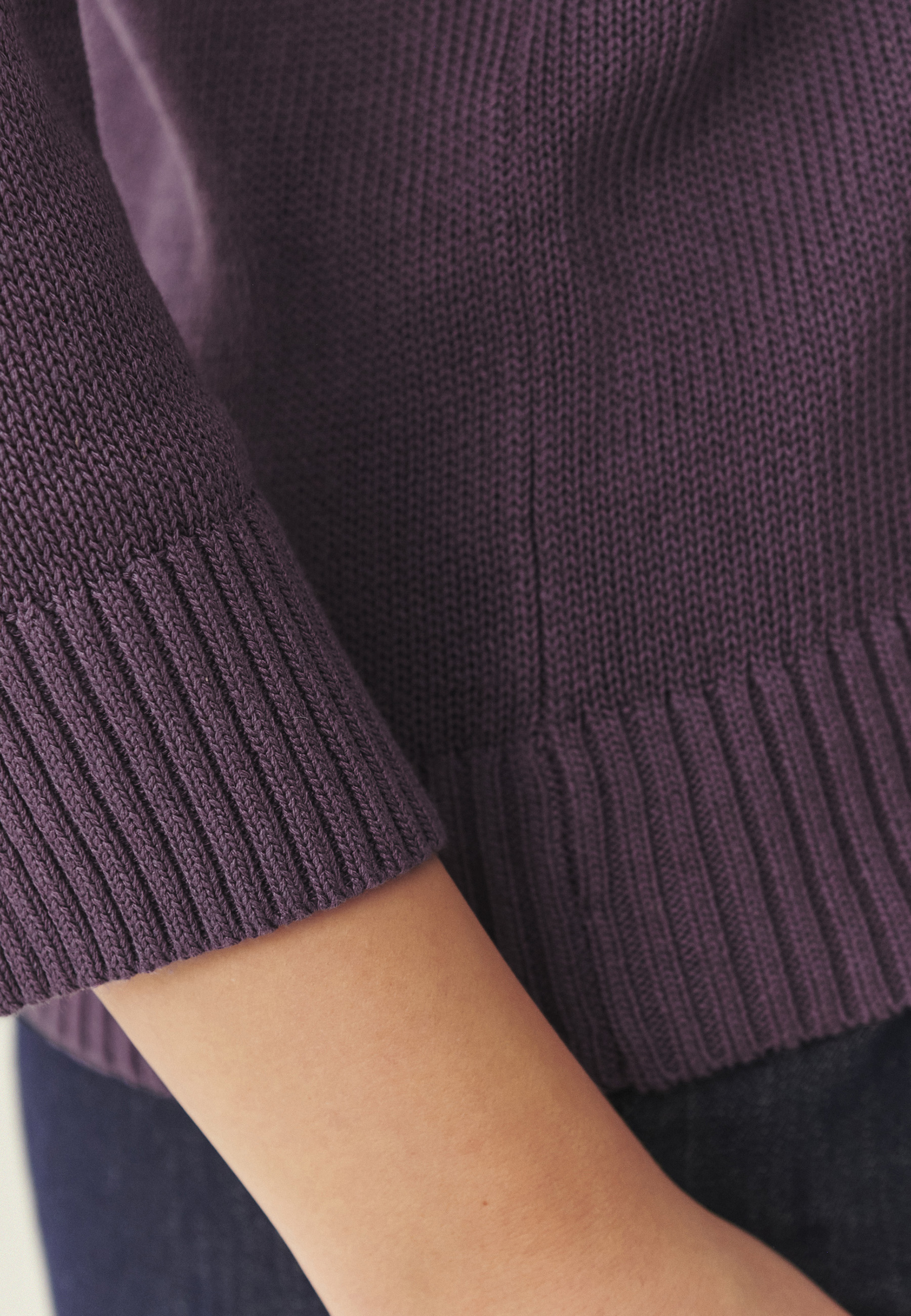 SWETER Z DOMIESZKĄ LNU - IVA FIOLETOWY 2