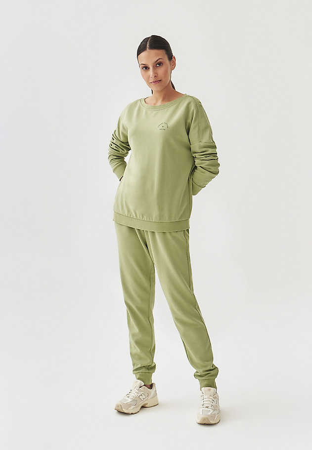 LADIES' KNITTED TROUSERS WITH RIBBED WAISTBAND - SENTI 1 LADIES' KNITTED TROUSERS WITH RIBBED WAISTBAND - SENTI 1 ZIELONY 1