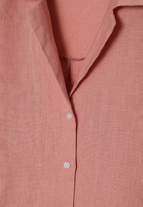 LNIANA KIMONOWA KOSZULA DAMSKA Z MINI RĘKAWKIEM - KIMO RÓŻOWY 2