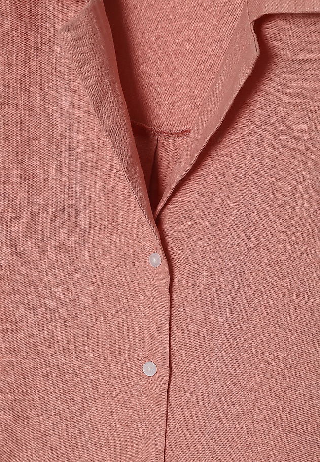 LNIANA KIMONOWA KOSZULA DAMSKA Z MINI RĘKAWKIEM - KIMO LNIANA KIMONOWA KOSZULA DAMSKA Z MINI RĘKAWKIEM - KIMO RÓŻOWY 7