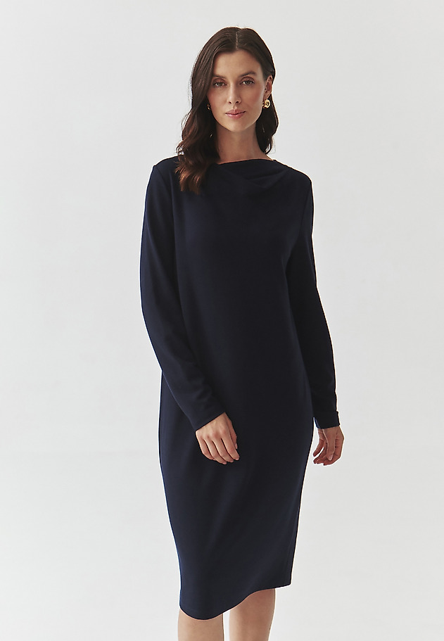 KNITTED LADIES' DRESS WITH A “WATER” NECKLINE — NORIS KNITTED LADIES' DRESS WITH A “WATER” NECKLINE — NORIS GRANATOWY 1