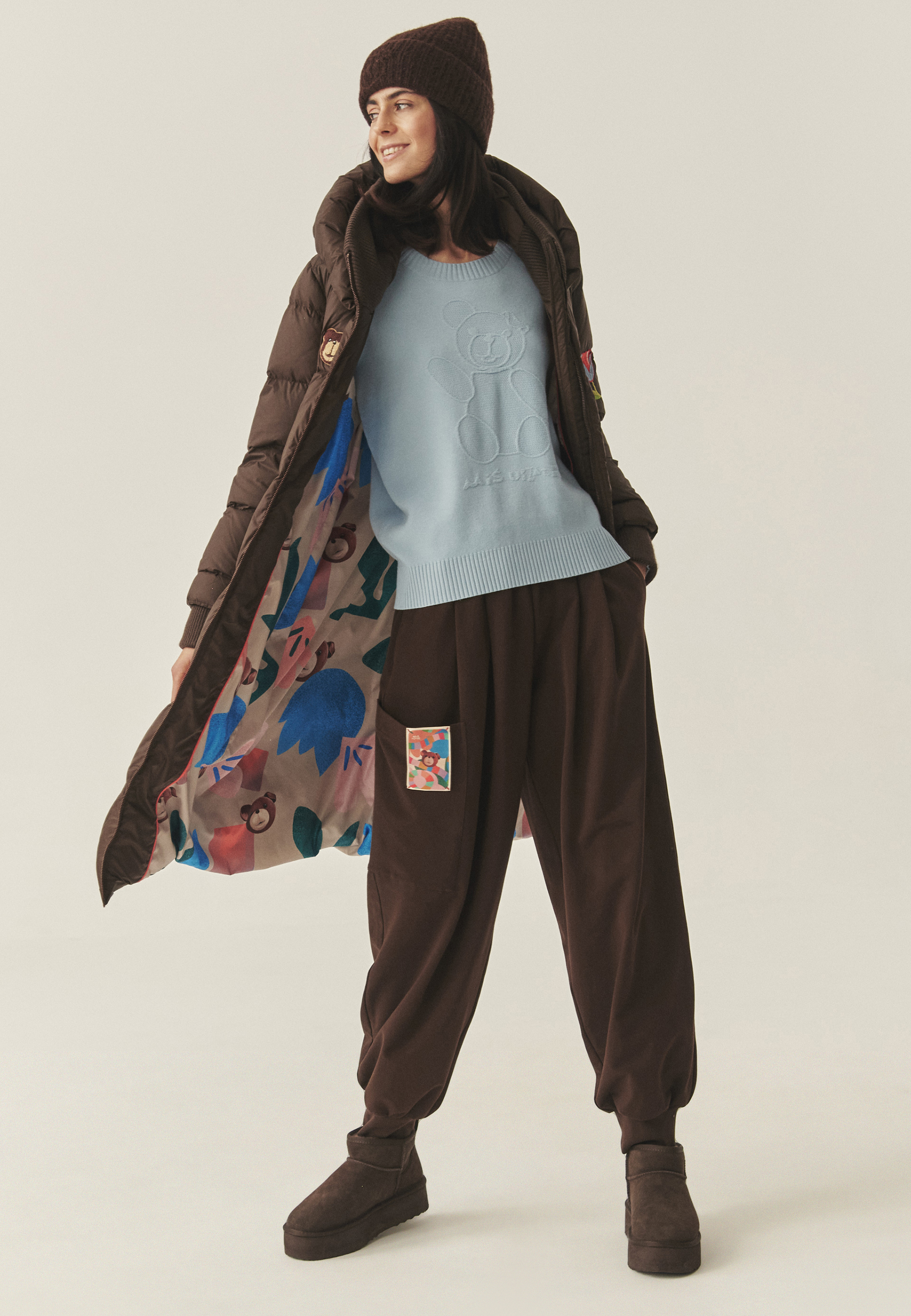 CASUALOWE SPODNIE O LUŹNYM KROJU - KORNILA BRĄZOWY 2