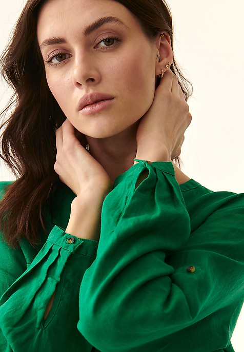 LINNEN LADIES' SHIRT JUSTYNA GREEN 2