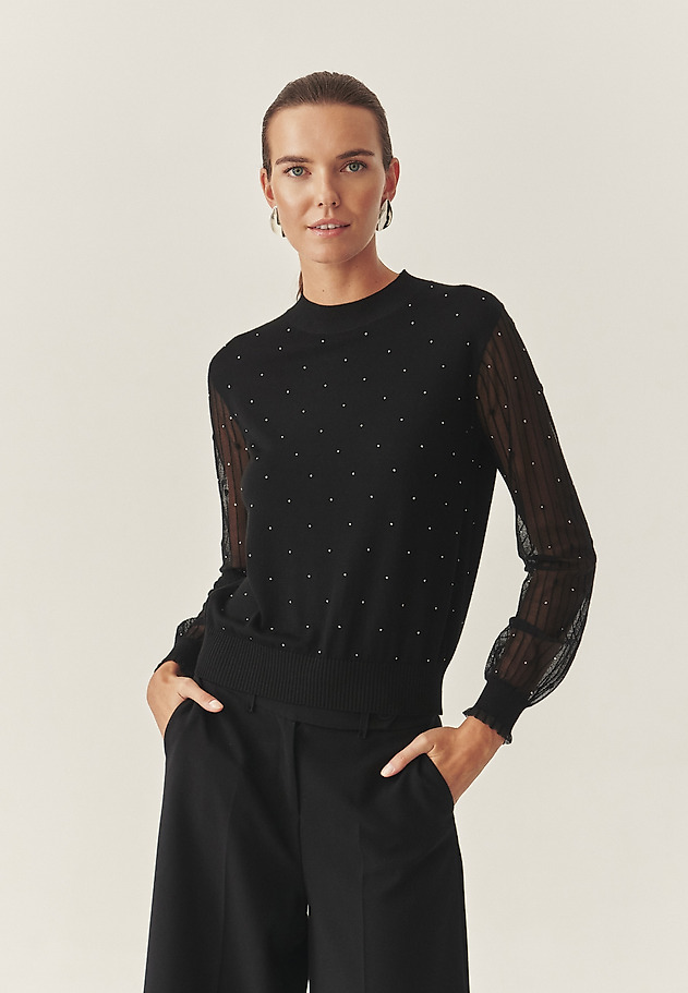 BLACK JUMPER WITH SPARKLY DETAILS - MESHY BLACK JUMPER WITH SPARKLY DETAILS - MESHY BLACK 3
