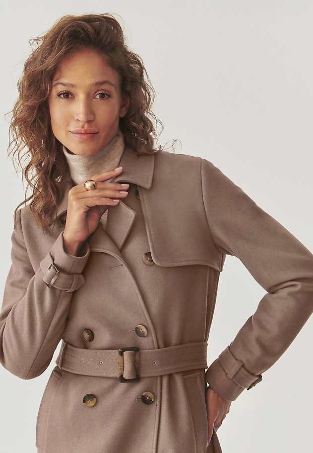 DOUBLE-BREASTED LADIES’ COAT WITH A BUCKLE BELT - SOKORO DOUBLE-BREASTED LADIES’ COAT WITH A BUCKLE BELT - SOKORO BEŻOWY 6
