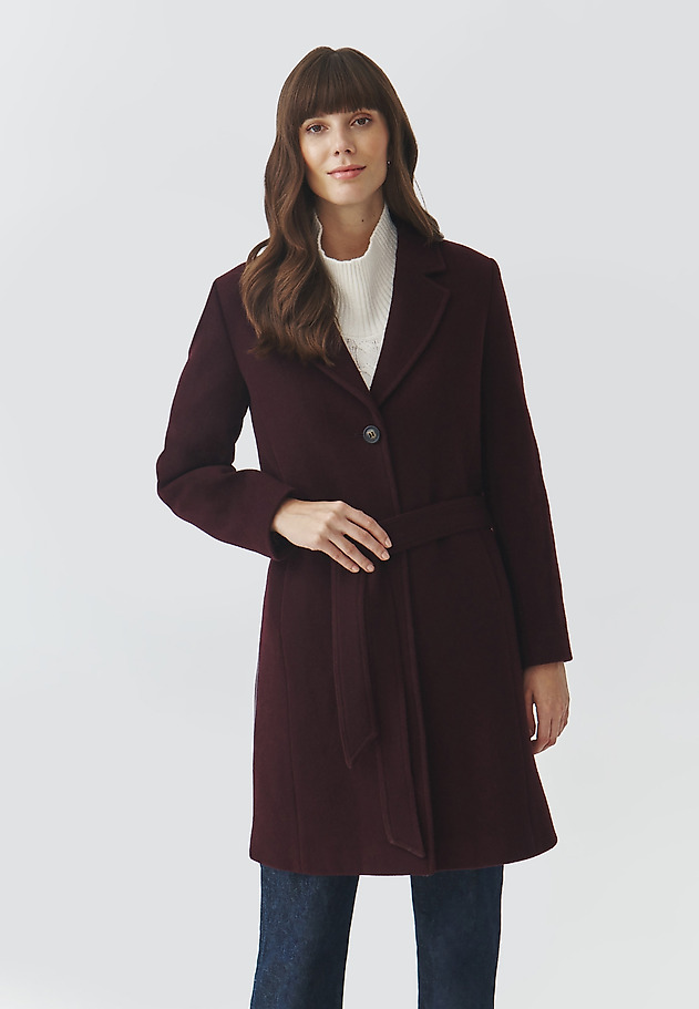 LADIES' FABRIC COAT WITH BELT — NITIKA LADIES' FABRIC COAT WITH BELT — NITIKA FIOLETOWY 1
