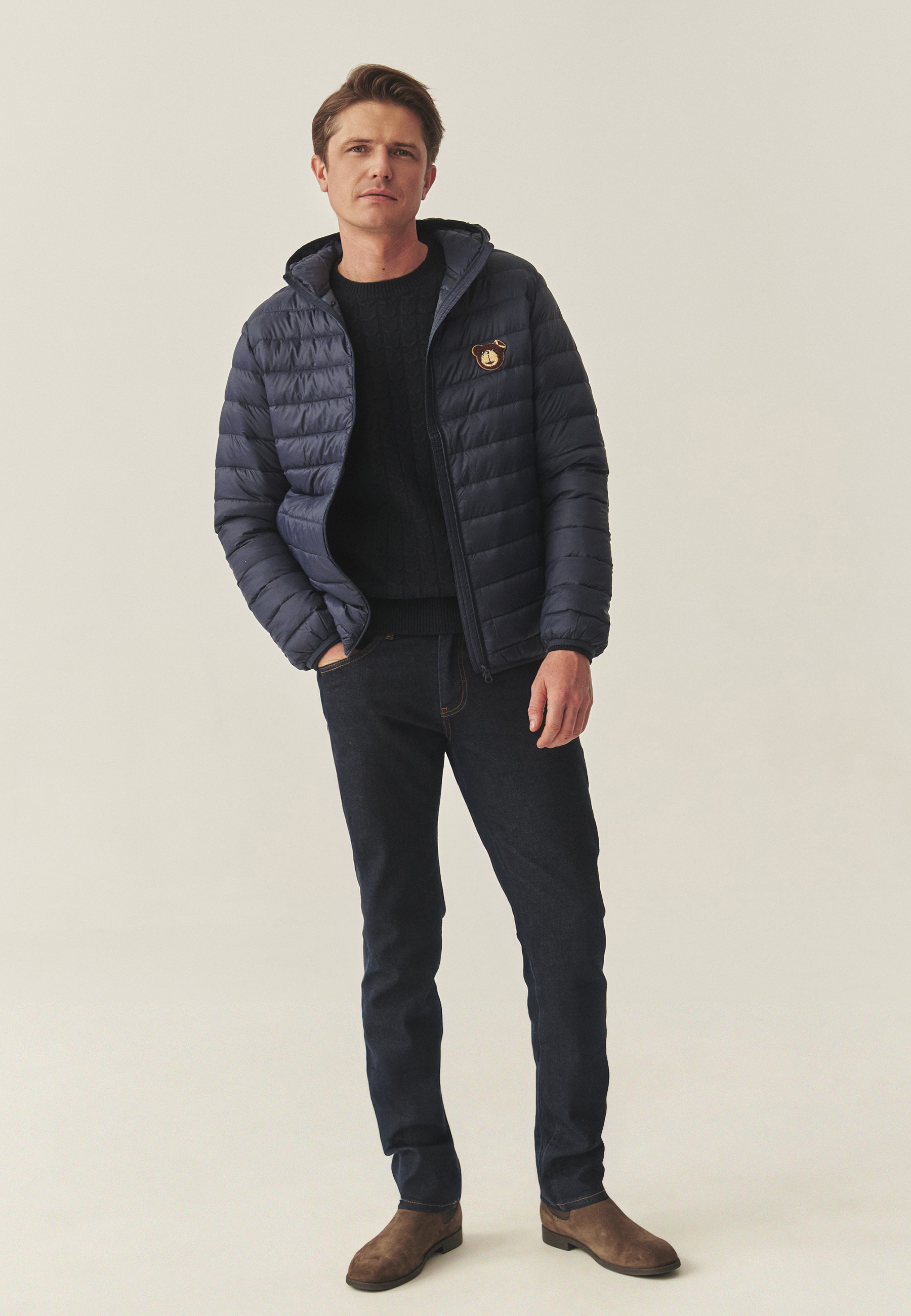 MĘSKA KURTKA PUCHOWA Z NASZYWKĄ Z MISIEM USZATKIEM ANGELO GRANATOWY 2