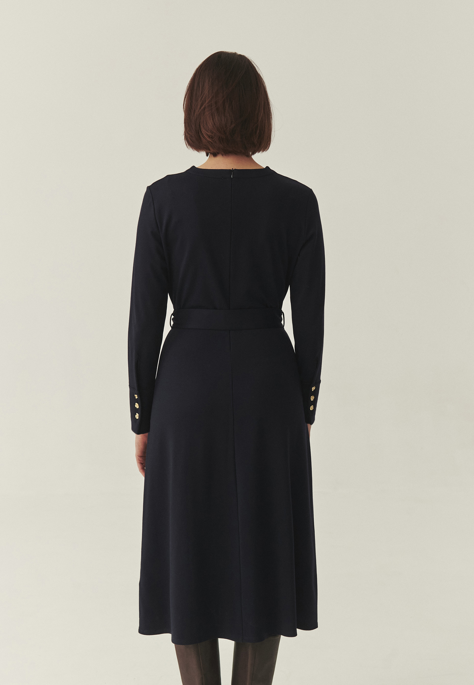 SUKIENKA MIDI Z PASKIEM - BOMI GRANATOWY 2