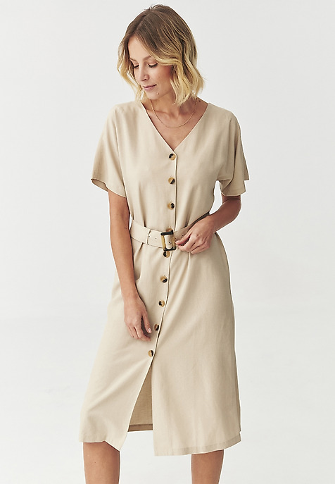 LYOCELL WOVEN DRESS - LORIA BEIGE 2