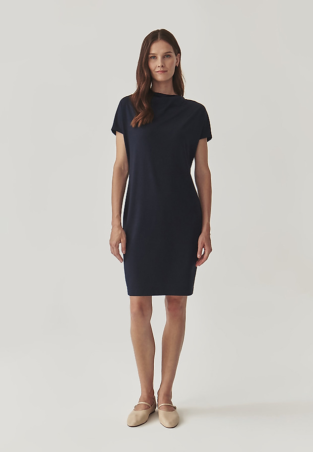 LADIES’ KNIT DRESS WITH WATER NECKLINE - ZORIMAX LADIES’ KNIT DRESS WITH WATER NECKLINE - ZORIMAX NAVY BLUE 1