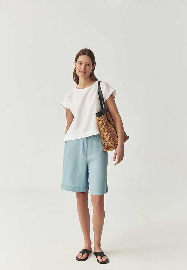LYOCELL SHORTS - TENKA LYOCELL SHORTS - TENKA NIEBIESKI 1