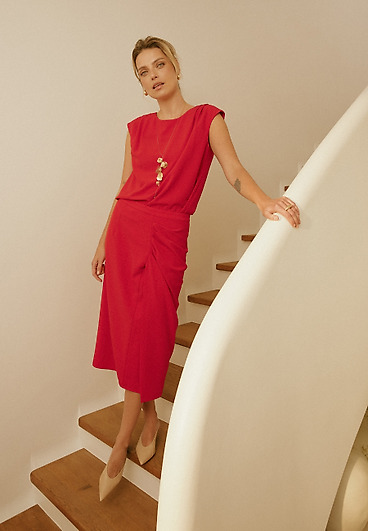 OŁÓWKOWA SPÓDNICA Z MARSZCZENIEM — SINIA OŁÓWKOWA SPÓDNICA Z MARSZCZENIEM — SINIA