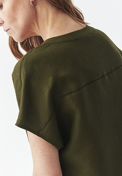 LNIANO-WISKOZOWA BLUZKA - SARAKINO KHAKI 2