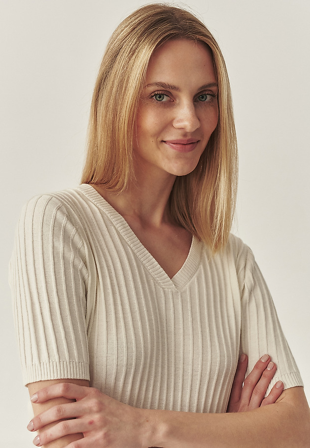 RIBBED JUMPER IN AIRY YARN - SEWILLA RIBBED JUMPER IN AIRY YARN - SEWILLA ECRU 4