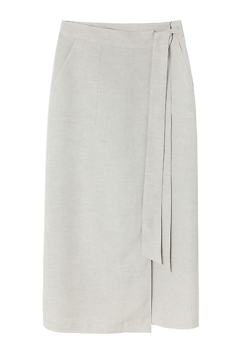 ENVELOPE SKIRT IN LINEN AND VISCOSE - RITIS BEIGE 2