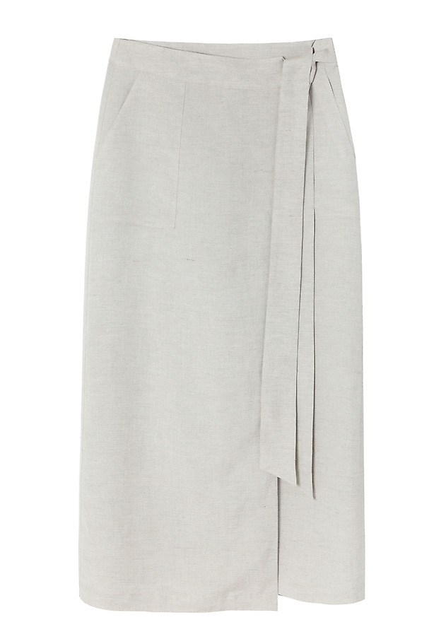 ENVELOPE SKIRT IN LINEN AND VISCOSE - RITIS ENVELOPE SKIRT IN LINEN AND VISCOSE - RITIS BEŻOWY 6