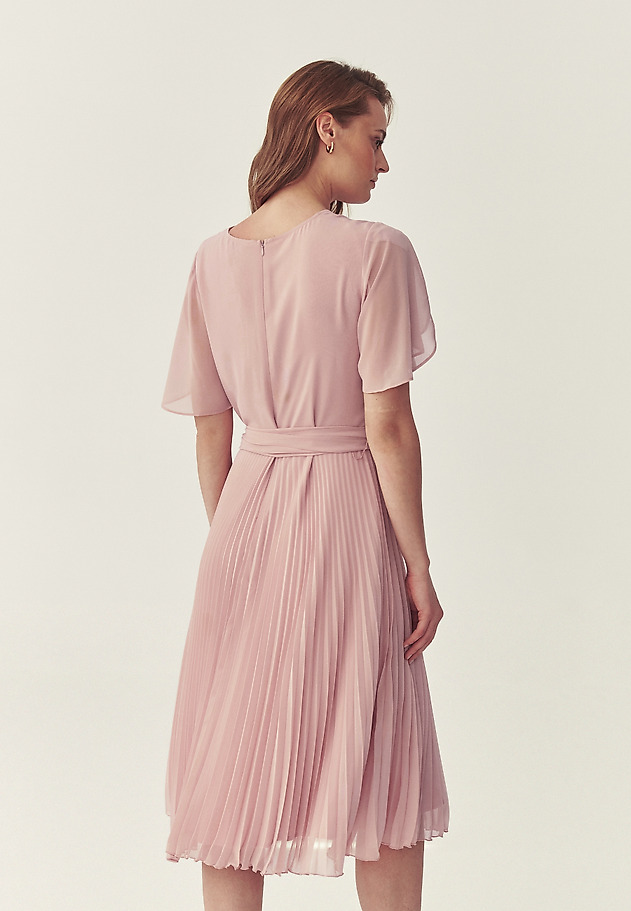 PLEATED DRESS WITH A BELT - PLEATA color PINK PLEATED DRESS WITH A BELT - PLEATA color PINK
