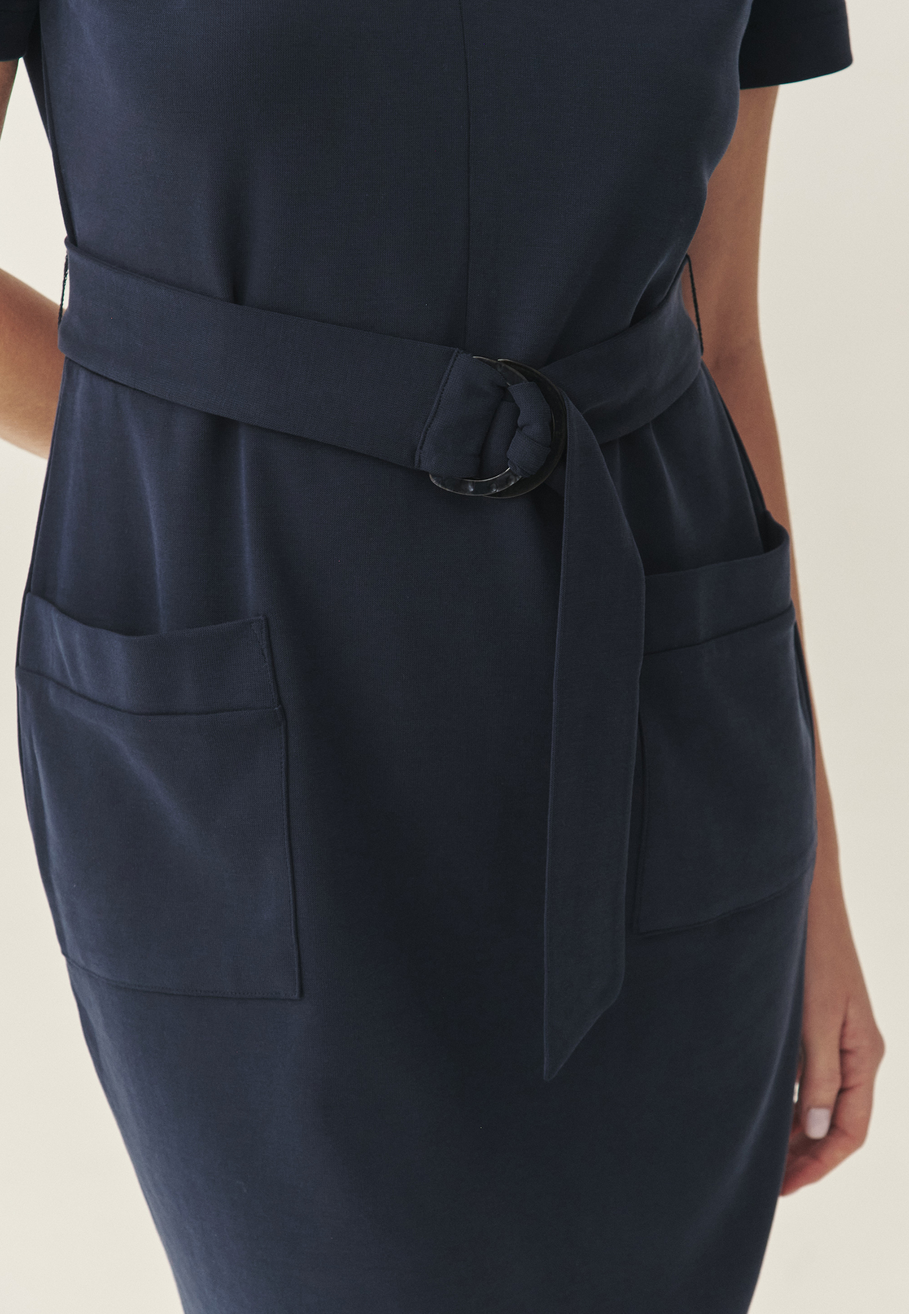 DZIANINOWA SUKIENKA Z DODATKOWYM PASKIEM - WENDY GRANATOWY 2