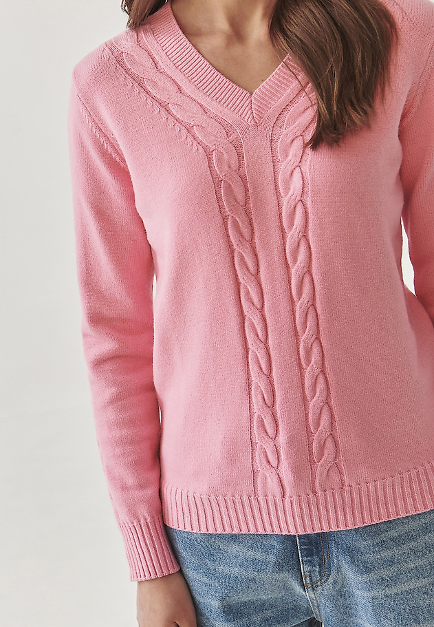 LADIES’ SWEATER IN CABLE KNIT STRUCTURE - WIRA LADIES’ SWEATER IN CABLE KNIT STRUCTURE - WIRA RÓŻOWY 6