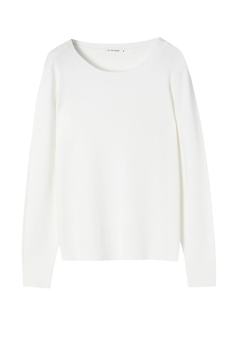 CLASSIC LADIES’ SWEATER WITH ROUND NECKLINE - TESSINI ECRU 2