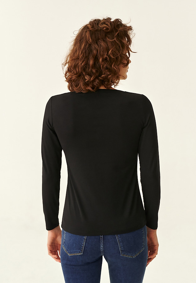 LADIES' BLOUSE WITH DIAMOND NECKLINE NOKA LADIES' BLOUSE WITH DIAMOND NECKLINE NOKA BLACK 3