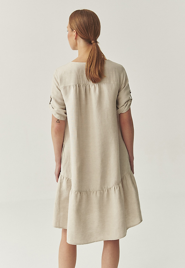 FLARED LINEN DRESS - NATURO color BEIGE FLARED LINEN DRESS - NATURO color BEIGE